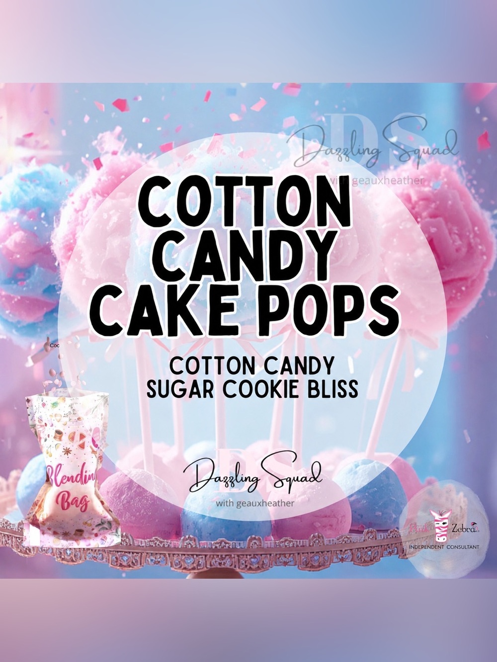 Pink Zebra Cotton Candy Cake Pops Blend